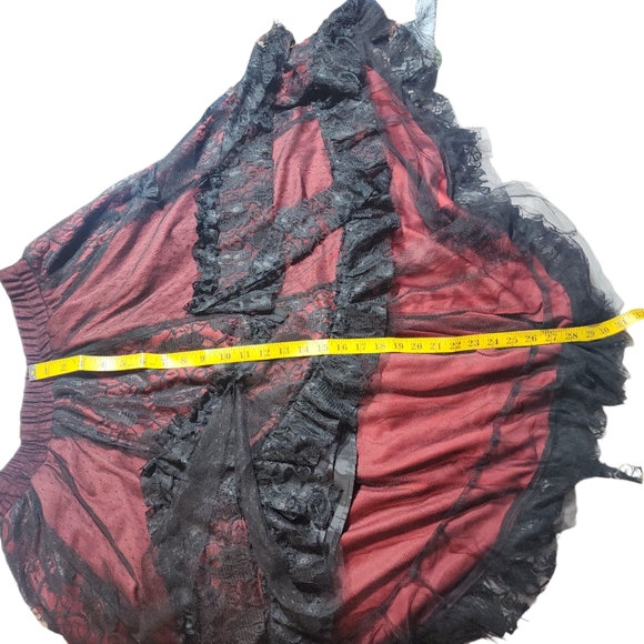 Victorian Gothic Lace Overlay Elastic Waist High Low Skirt - Picture 7 of 15